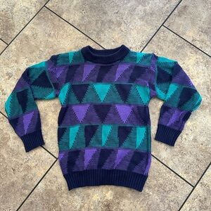Vintage 90s Touch Gear Knit Textured Sweater Size Large Green/Purple Boys